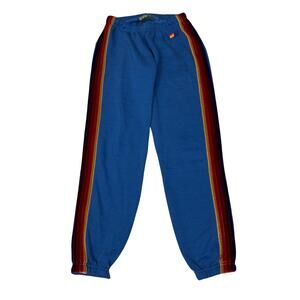 Aviator Nation Velvet 5 Stripe Joggers Sweatpants Women's Small Retro Loungewear
